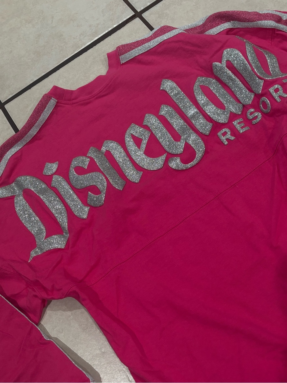NWOT Disneyland Hot Pink Glitter Logo Spirit Jersey
